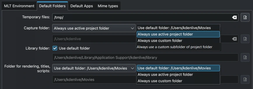 Kdenlive_Configure_environment_default_folders_MacOS