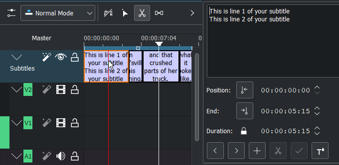 subtitle split with Razor-Tool