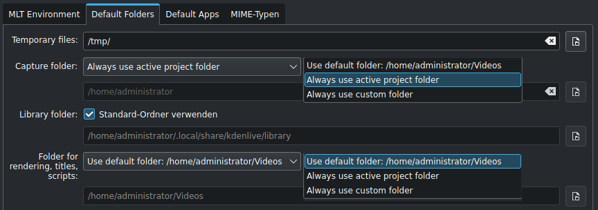 Kdenlive_Configure_environment_default_folders_Linux